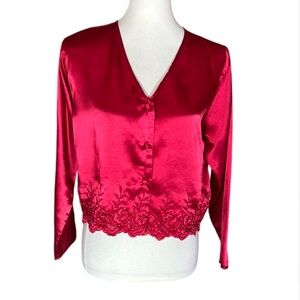 Vintage Victoria’s Secret red satin pajama top Size P / XS